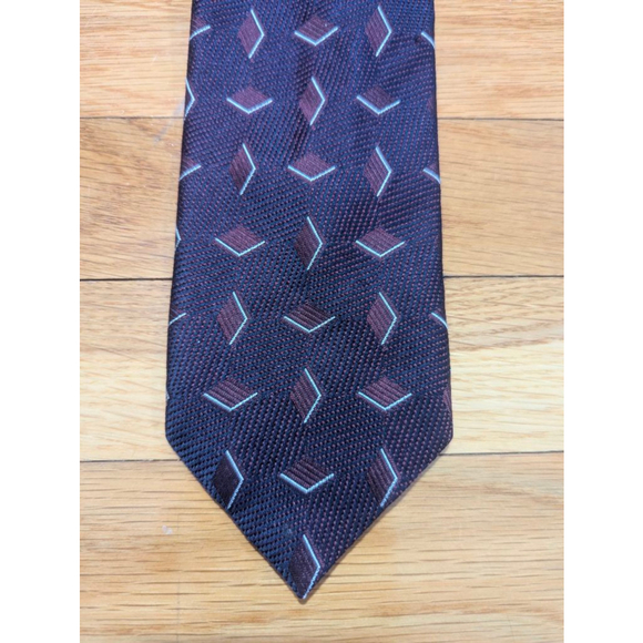 Barneys New York Vintage Men's Tie Navy Burgundy Geometric - Picture 2 of 6